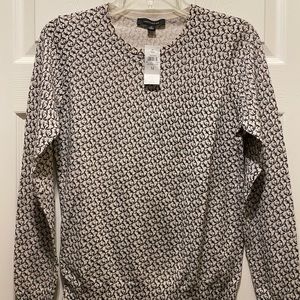 NWT Ann Taylor Antler Print 100% Cotton Sweater Long Sleeve Shirt Women’s Sz M